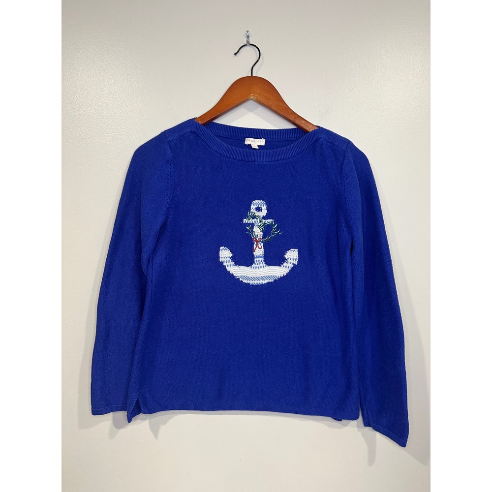Talbots Women's Anchor Holiday Knit Coastal Christmas Round neck  Sweater size S